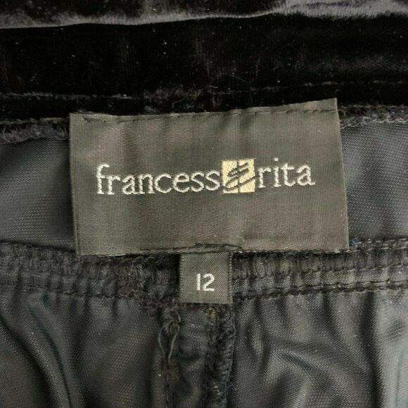 Vintage 90s Velvet High Rise Pants M Black Tapered - Picture 5 of 5